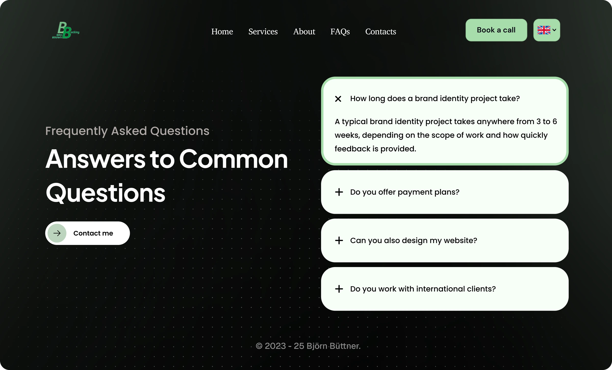 BB's Backing dark mode FAQ page, expanded answer